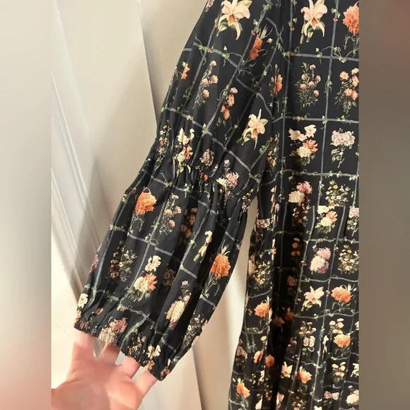 Anna Cate Botanical grid maxi dress large - Picture 2 of 3